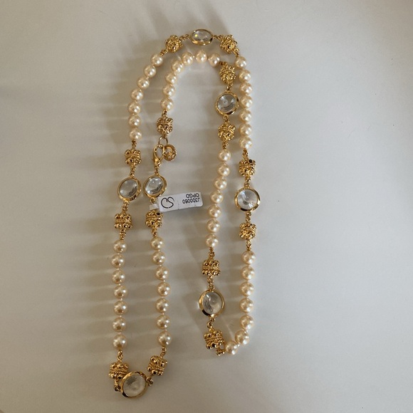 *NWT* Classy Vintage ST. JOHN COLLECTION Gold, Pearl & Faceted Crystal Necklace - Picture 5 of 8